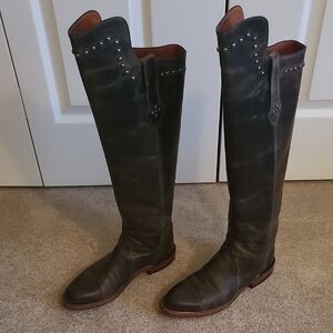 Lucchese Tan Leather Over the Knee Riding Boots Size 9 B w/ Box